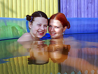 Lesbian teens in a pool