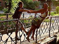 Deep throat and hard sex outdoors