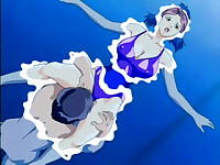 Animated guy owns babe in swimming pool
