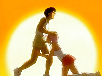 Animated guy diddles babe in the garden