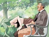 This lewd hentai couple should have been more careful and attentive when decided to fuck on the park bench. They plunged into the pleasure having no idea the man was voyeuring them from the bushes.