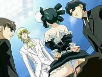 Animated maid drilled by kinky group